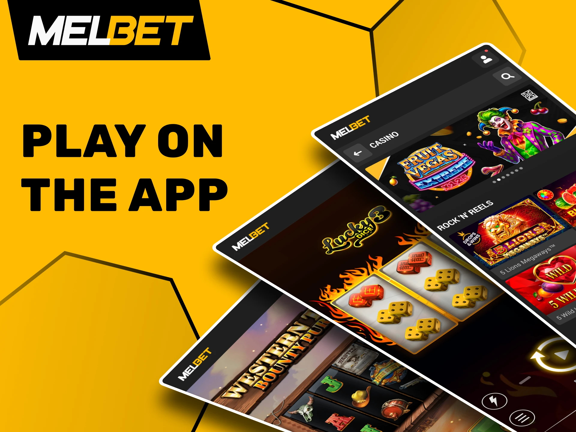Play slots games on the move using the Melbet mobile app.