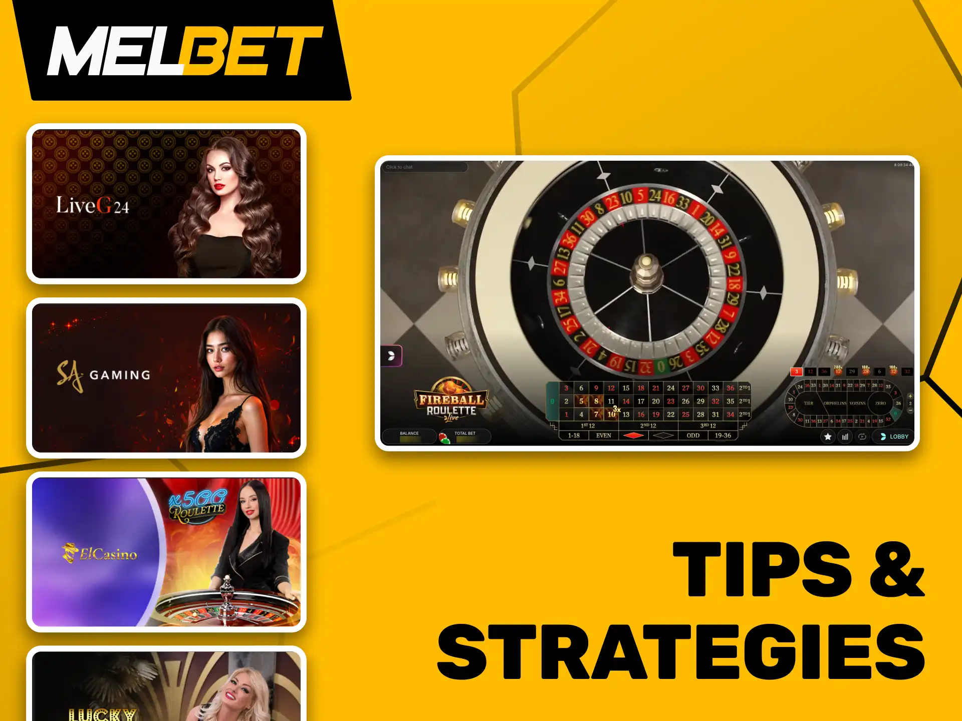 Use smart strategies at Melbet live casino to enjoy games longer and increase chances to win.